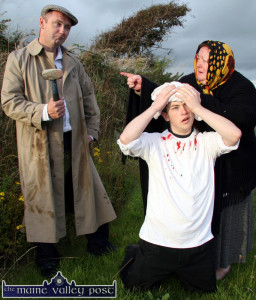 Father and son, Chris and Tommy Fitzgerald from the Lixnaw based Le Kayla Theatre Company  with Moira Galvin preparing for their roles in 'A Skull in Connemara' from the Martin McDonagh Leenane Trilogy which they staged at the Tinteán Theatre in Ballybunion in 2007 Photograph: John Reidy 06/08/2007