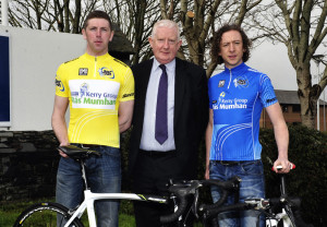 At the Kerry Group  RÁS Mumhan launch were: Frank Hayes, Director Corporate Affairs Kerry Group with Brendan O'Sullivan and Michael O'Shea of the Killorglin Cycling Club. Photograph: Courtesy of the Race Organisation