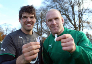 Munster and Ireland Rugby heroes, Donnacha O'Callaghan and Paul O'Connell showing their support for the White Ribbon Campaign.