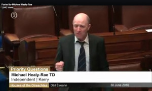 Deputy Michael Healy Rae during his exchange with Minister Varadkar in Dáil Éireann yesterday. 