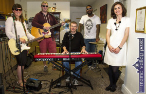 I Can See Clearly Now: Galvin Optometrists proprietor, Maria Galvin (right) with The Remedy band members: Jenny Deetz with brothers, Dave and Eoin Reen and Ozzy de Quadros. The band also includes Paul Doolan. ©Photograph: John Reidy 